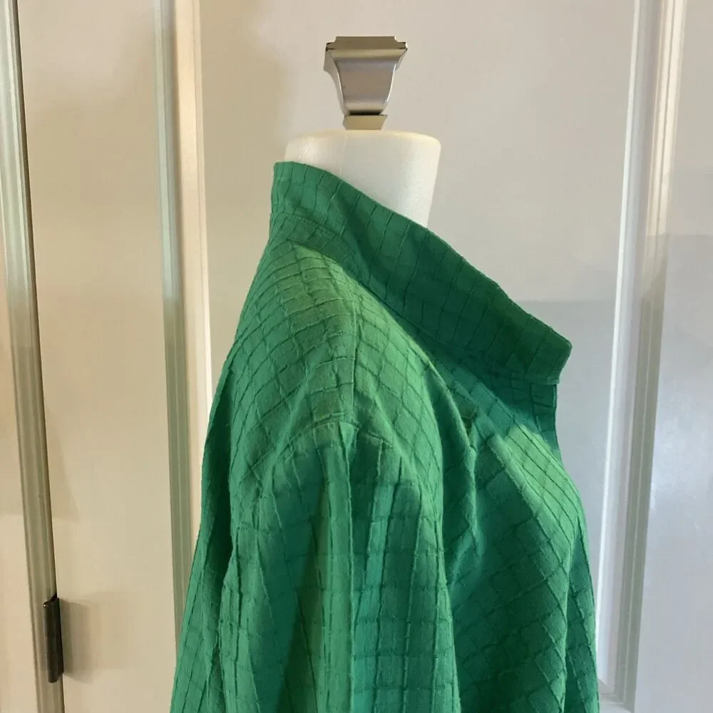 Chicos Kelly Green Cotton Blend Open Front Jacket Size 3 Travelers Collection‎